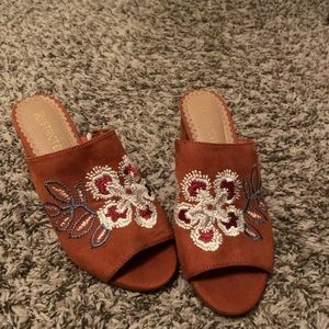 Floral embroidered heels